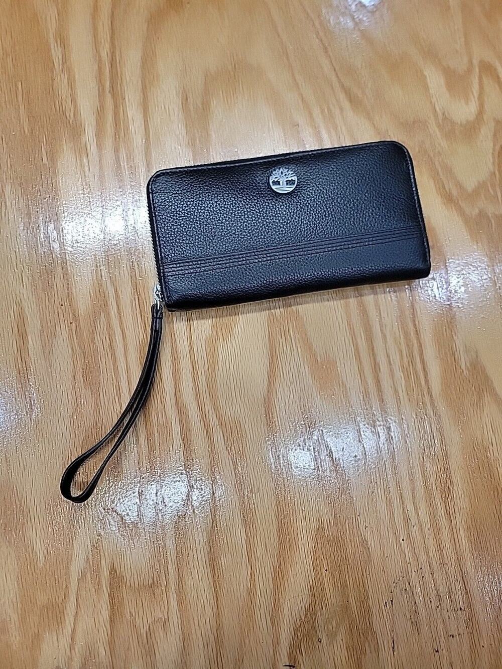 Timberland Women's RfID Leather Zip Around Wallet Clutch with Wristlet Strap A34